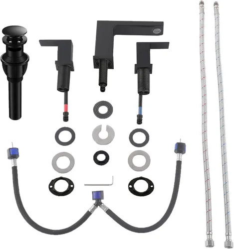 Miniatura 8 de VCCUCINE - Grifo de baño negro de 3 agujeros, grifo de lavabo de baño de 8 pulgadas, grifo de baño negro mate de 2 asas, moderno grifo de tocador