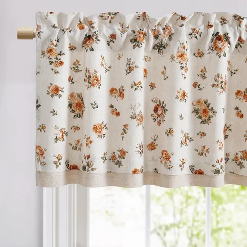 Miniatura 61 de StangH Cortinas decorativas de lujo, cenefa azul con bloqueo de luz, cenefa festoneada para ventana pequeña con bolsillo sólido para barra, cortina