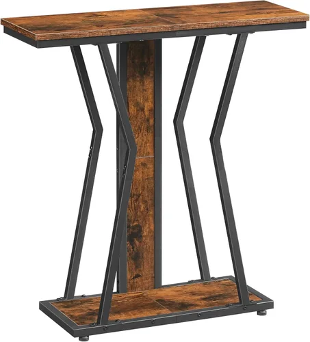 Miniatura 9 de HOOBRO BF66XG01 - Mesa consola estrecha de 29.5 pulgadas con almacenamiento, mesa de sofá de 2 niveles detrás del sofá, estilo moderno, para sala
