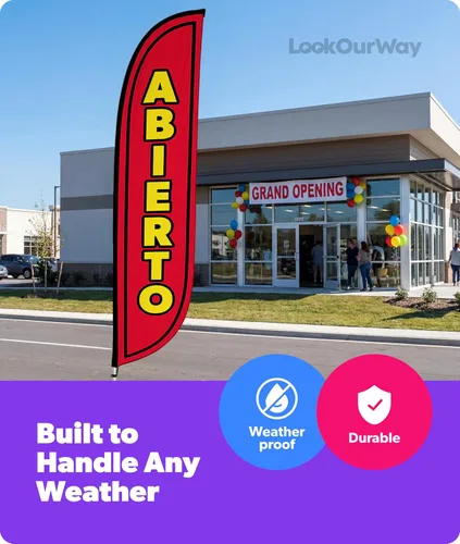 Miniatura 5 de LookOurWay Bandera de plumas – 12 pies de alto cartel publicitario solo bandera swooper, sin postes – banderas de gran apertura – rojo Abierto