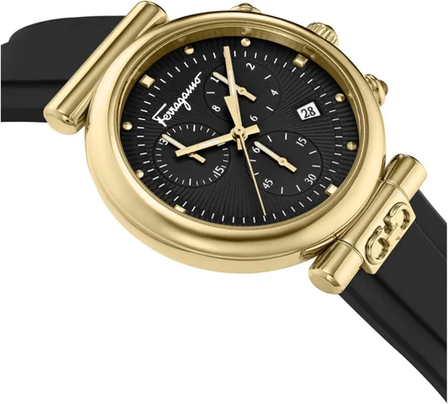 Miniatura 3 de Salvatore Ferragamo Reloj de cuarzo con cronógrafo de acero inoxidable para mujer con correa de silicona negro 20 Modelo SFYB00221