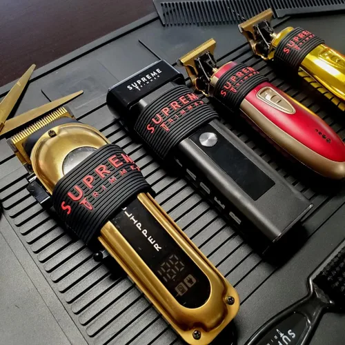Miniatura 5 de Supreme Trimmer - Pinzas de peluquero profesionales (5 piezas) bandas antideslizantes SGR50 para cortadora de pelo, agarre de peluquero