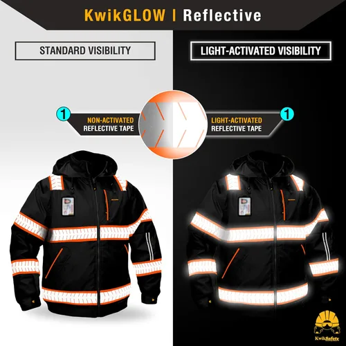 Miniatura 5 de KwikSafety Chaquetas reflectantes Bombarderos de trabajo de alta visibilidad aislados para hombre Amarillo, Naranja, Multicolor