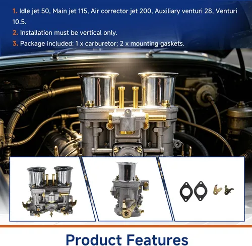 Miniatura 6 de GXYWADY Repuesto de carburador de 2 barriles para VW Beetle Bug Fiat Weber Engine 40 IDF Carb