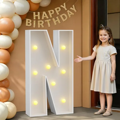 Miniatura 38 de IMPRSV Letras de mosaico iluminadas de marquesina, 4 pies para globos y fiestas, decoración de kit de arco