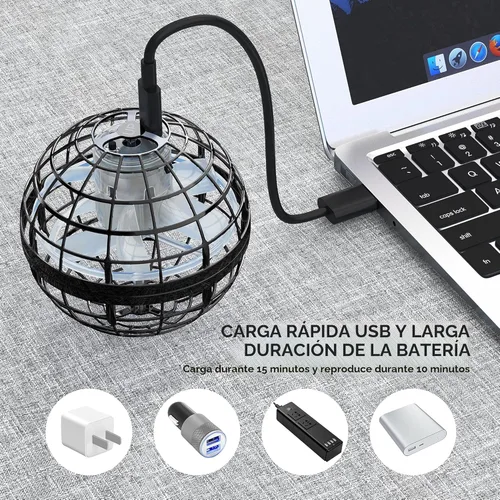 Miniatura 7 de AMERFIST Juguete de bola de orbe volador 2025, globo cósmico, boomerang, bola flotante, juguete giratorio galáctico, órbita de dron de mano, Negro