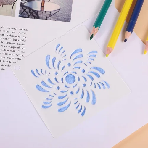 Miniatura 6 de Paquete de 56 plantillas (3.6 x 3.6 pulgadas) para pintar, plantillas reutilizables de pintura de puntos de mandala para bricolaje murales de rock