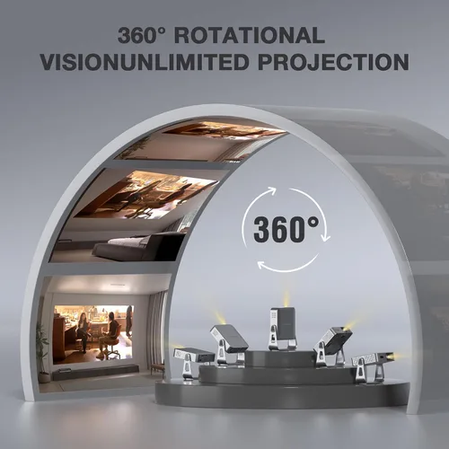 Miniatura 6 de 【Aplicación con licencia oficial y 1800 ANSI】Mini proyector inteligente con WiFi y Bluetooth, VISSPL Native 1080P Auto Focus y Keystone Proyector