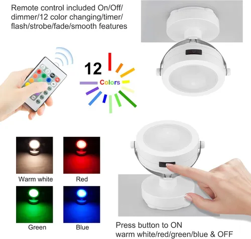 Miniatura 2 de Luces LED de acento que funcionan con pilas, luz de imagen regulable con control remoto, 12 luces de arte que cambian de color, luz de disco