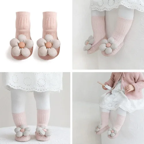 Miniatura 4 de SUITBOY Baby Girl Socks Look Like Shoe Toddler Ant-slip Socks with Grips Baby Long Socks with Cute Bows Floor Shoes Socks