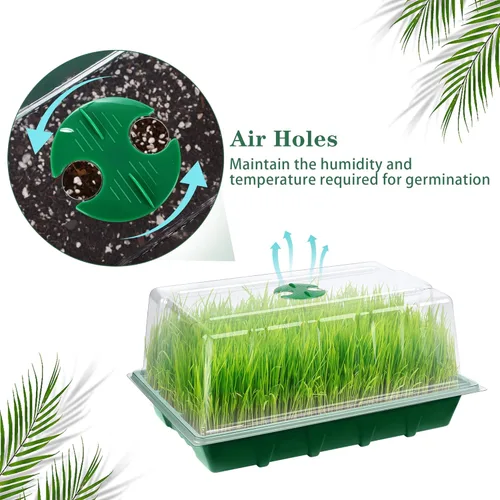 Miniatura 3 de Hahood Paquete de 6 bandejas de inicio de semillas con cúpula de humedad, bandejas de cultivo de germinación de plástico con etiquetas de plantas
