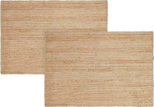 Miniatura 7 de RedEarth · Alfombra rectangular - 2'x3' de yute natural trenzada con respaldo antideslizante - Alfombra boho tejida a mano para dormitorio, cocina