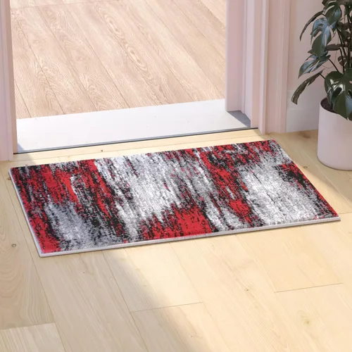 Miniatura 15 de Flash Furniture Rylan Collection - Alfombra contemporánea de olefinas azules, de pelo alto, 2 x 10 pies, respaldo de yute, pasillo, entrada