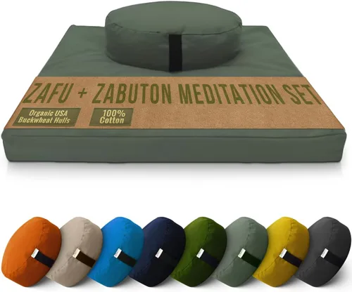 Miniatura 21 de Bean Products Juego de alfombrillas de meditación – Zafu almohada de piso orgánica de trigo sarraceno + almohadilla de oración Zabuton rellena