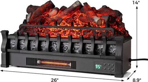 Miniatura 6 de ORALNER Inserto de Chimenea Eléctrica WiFi de 26", Calentador de Troncos, Cuarzo Infrarrojo con Sonido Crepitante, Control Remoto, Temporizador 8H