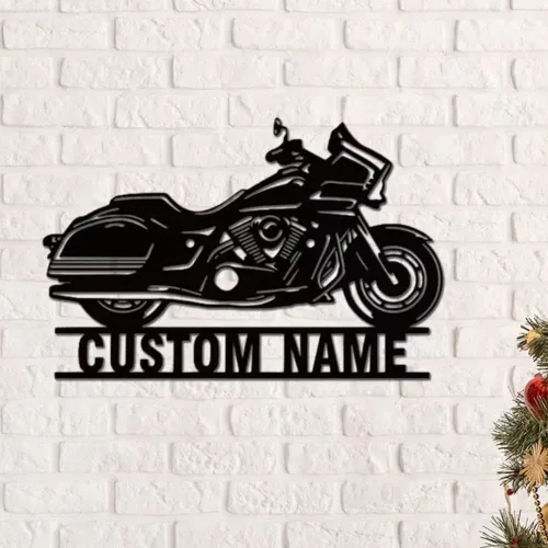 Miniatura 17 de Letrero de metal personalizado para motocicleta, arte de pared de metal con bandera de EE. UU., arte de pared de metal para motocicleta, letrero
