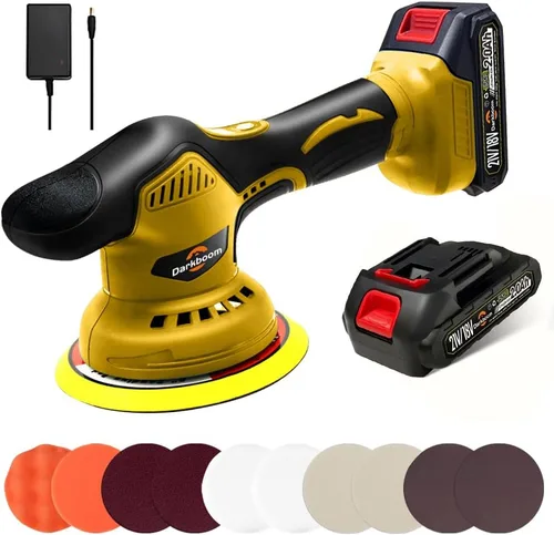 Miniatura 8 de Pulidora inalámbrica de 6 pulgadas con 8 discos para pulir, se adapta a la batería Dewalts de 20 V y 6 velocidades variables de 2200 RPM a 5500 RPM