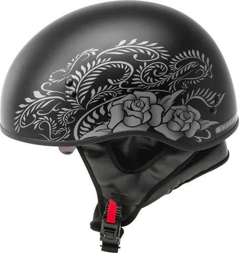 Miniatura 4 de GMAX HH-65 Naked Motorcycle Street Half Casco (rosa mate negro/plata, L)