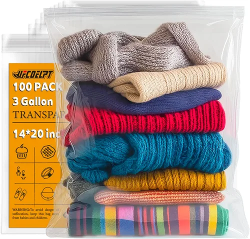 Miniatura 25 de 11 x 14 bolsas grandes de plástico con cierre de 100 unidades, 2 mil, 1.5 galones tamaño bolsa de almacenamiento con cremallera para el hogar