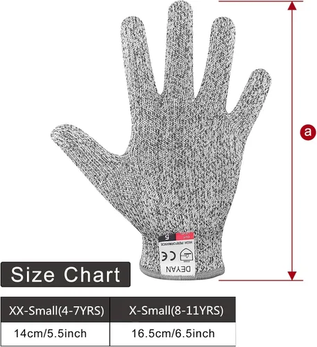 Miniatura 7 de DEYAN Guantes resistentes a cortes para niños, 2 pares de guantes de protección para manos de 8 a 11 años, para uso en cocina, manualidades