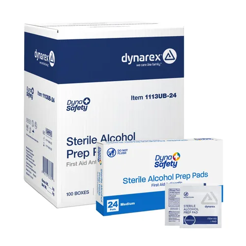 Miniatura 10 de Almohadillas de preparación estériles con alcohol Dynarex DynaSafety - Tamaño mediano - 70% alcohol isopropílico, envueltas individualmente