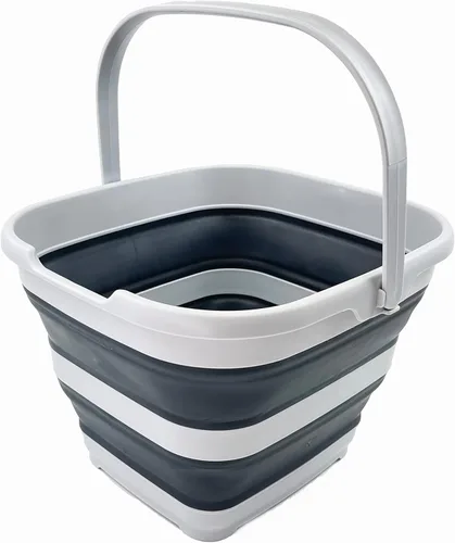 Miniatura 16 de SAMMART Cesta rectangular plegable de 10 litros (2.6 galones) (gris/negro (juego de 2))