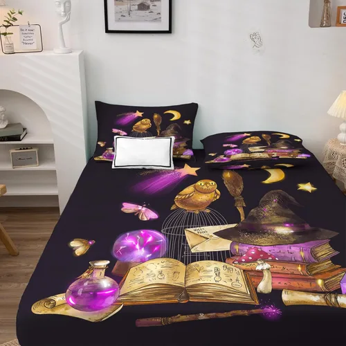 Miniatura 3 de Sábanas de bruja tamaño matrimonial – Sábanas de bruja para niños y niñas, juego de sábanas de brujería, microfibra suave y bolsillo profundo