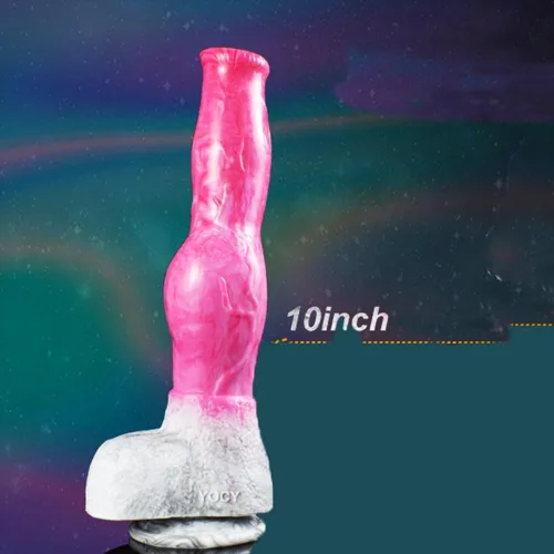 Miniatura 4 de Consolador de silicona artificial de gran tamaño para perro, lobo de silicona, nudo grande, multicolor (rosa+gris)
