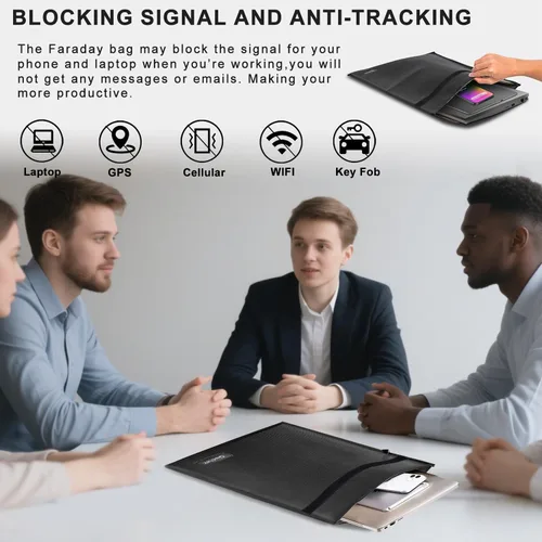 Miniatura 2 de Bolsas Faraday grandes para tablet, bolsa Faraday, evita piratería, seguimiento y NFC/WiFi/Bluetooth para teléfonos, llaveros