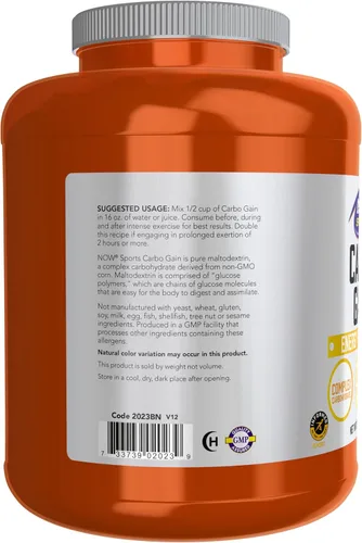 Miniatura 3 de NOW Foods Nutrición deportiva, polvo de ganancia de carbohidratos (Maltodextrina), absorción rápida, producción de energía, 8 libras