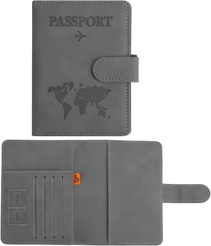 Miniatura 8 de Funda para pasaporte para viajes, funda para pasaporte con ranura para tarjeta de crédito y ranura para tarjeta de embarque, funda para pasaporte