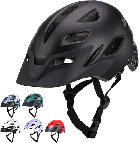 Miniatura 23 de Casco de bicicleta para niños, casco ajustable para niños y jóvenes con visera desmontable y luz LED para niños de 3-5/5-8/8-12 años, casco Azul