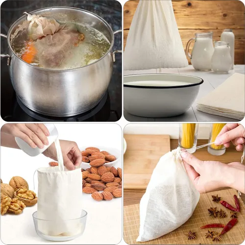 Miniatura 3 de MyLifeUNIT Bolsa de sopa, bolsa de malla de algodón para tamaño grande 10" x 12", juego de 4