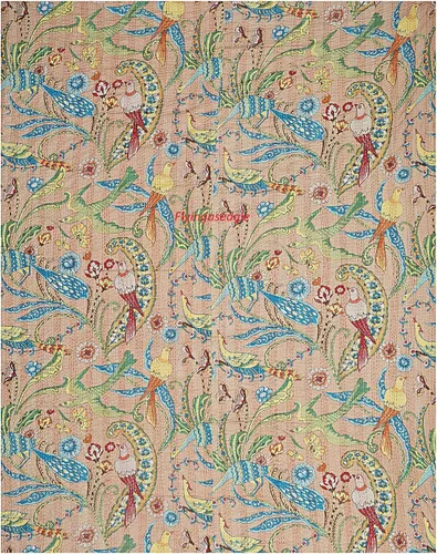Miniatura 6 de Colcha india hecha a mano con estampado de pavo real, hippie grande, de algodón, tamaño Queen, Gudri, bohemia, manta