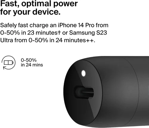 Miniatura 2 de Belkin Boost↑Charge™ Cargador compacto de coche rápido de 30 W con puerto de entrega de energía USB-C para iPhone 16, 16 Pro, 15, 15 Pro, Galaxy