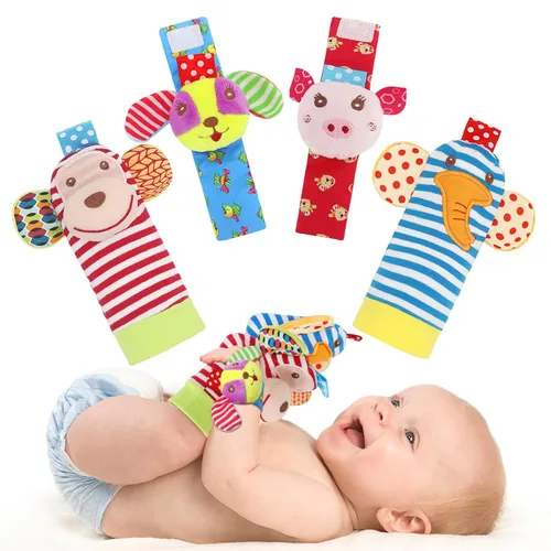 Sonajero suave para bebé, calcetines buscadores de pies, muñequeras, sonajeros, tobilleras, piernas, brazos, pulsera de actividad, regalo para bebés