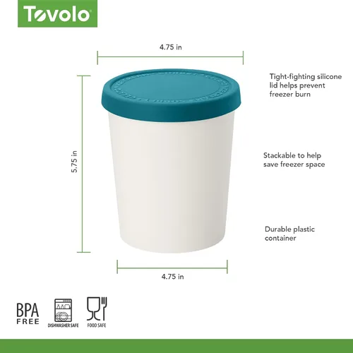 Miniatura 6 de Tovolo Recipientes de helado de 1 cuarto de galón con tapa para suministros caseros de aderezos, tapa de silicona hermética, almacenamiento