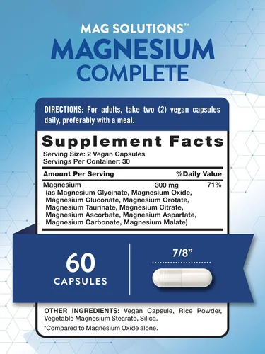 Miniatura 2 de Nature's Truth Suplemento Complejo de Magnesio 10 Formas 300 mg 60 cápsulas Glicinato, Citrato, Plus More Vegano, sin OMG y sin gluten