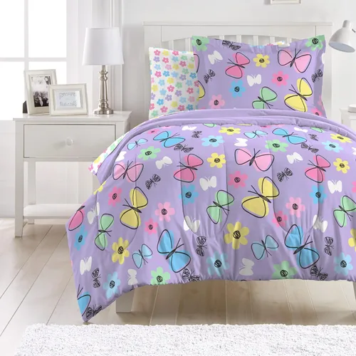 Miniatura 43 de dream FACTORY - Juego de edredón de microfibra ultrasuave para niñas, color rosa, tamaño individual, diseño de princesa mágica Princesa Mágica Rosa