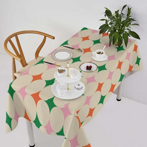 Miniatura 56 de Mantel retro moderno de mediados de siglo, diseño de colores retro de los años 50, resistente al agua, mantel lavable para cocina, comedor, fiesta