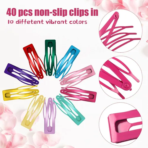 Miniatura 3 de 40 pinzas de doble agarre para el cabello, pinzas de metal a presión, pasadores antideslizantes para el cabello para mujeres, suministros de salón