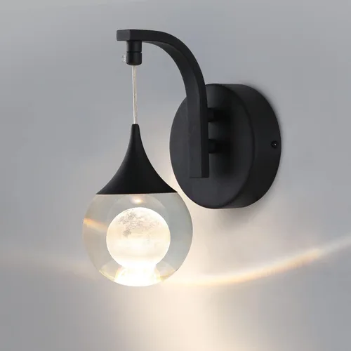 Miniatura 13 de Sedelan Aplique de pared de cristal, apliques de pared LED modernos para interiores, lámpara de pared de luna regulable de 5 W para dormitorio