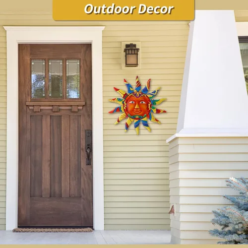 Miniatura 5 de VEWOGARDEN Arte Decorativo de Pared de Sol de Metal de 13 pulgadas para Colgar en Interiores y Exteriores, Hogar, Jardín, Regalos de Navidad