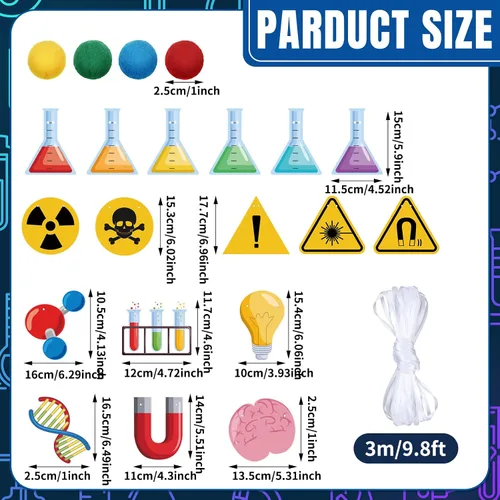 Miniatura 2 de Wettarn - 5 piezas de decoraciones de regreso a clases, pancartas de laboratorio de ciencia, química, laboratorio, fiesta, guirnalda colgante