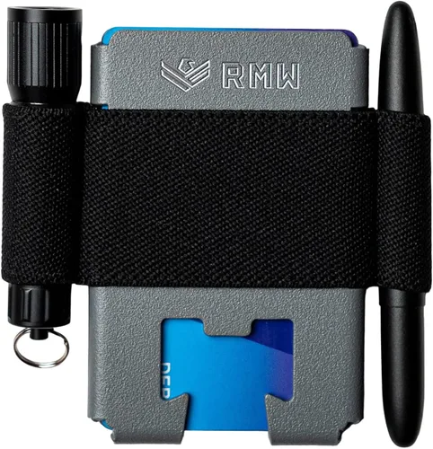 Miniatura 5 de Rugged Material Cartera minimalista - Tarjetero de bolsillo frontal con bloqueo RFID - Cartera delgada táctica de metal para hombre