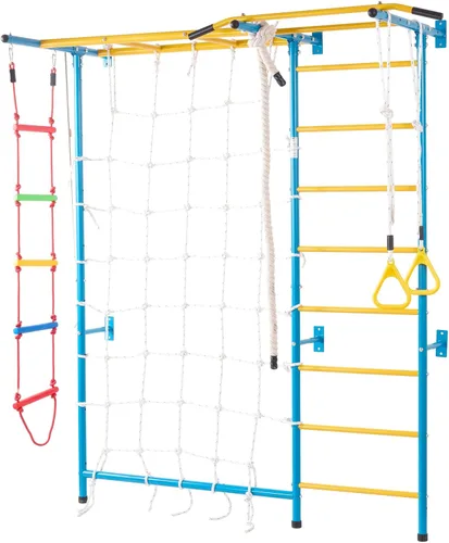 VEVOR Gimnasio interior de la jungla para niños pequeños, juego de escalada 7 en 1 con escalera sueca de acero al carbono, escalera de pared, barra