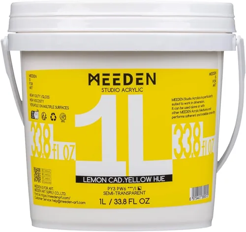 Miniatura 32 de MEEDEN Pintura acrílica blanca de titanio: 1 l/33.8 oz pinturas acrílicas brillantes de cuerpo pesado - Pintura blanca gruesa para lienzo, Blanco