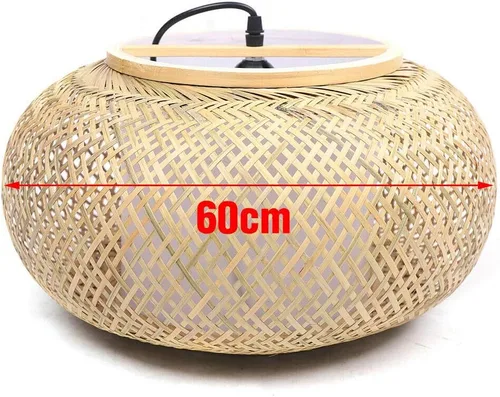 Miniatura 4 de Lámpara colgante de bambú tejida hecha a mano, ratán antiguo, lámpara colgante de techo de madera natural con cable ajustable para sala de estar