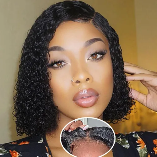 Peluca de encaje frontal sin pegamento Fronbanis, peluca de cabello humano sin pegamento, pelucas de cabello humano pre-depiladas y pre-cortadas
