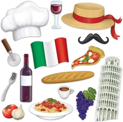 Miniatura 5 de Beistle Letreros divertidos de fotos italianas, paquete de 30, accesorios de cartulina de doble cara con iconos clásicos de Italia para fiestas